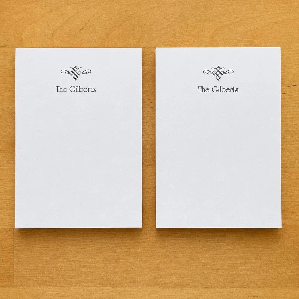 American Stationery The Gilberts Personalized Notepad Set 5pc White Blue Box